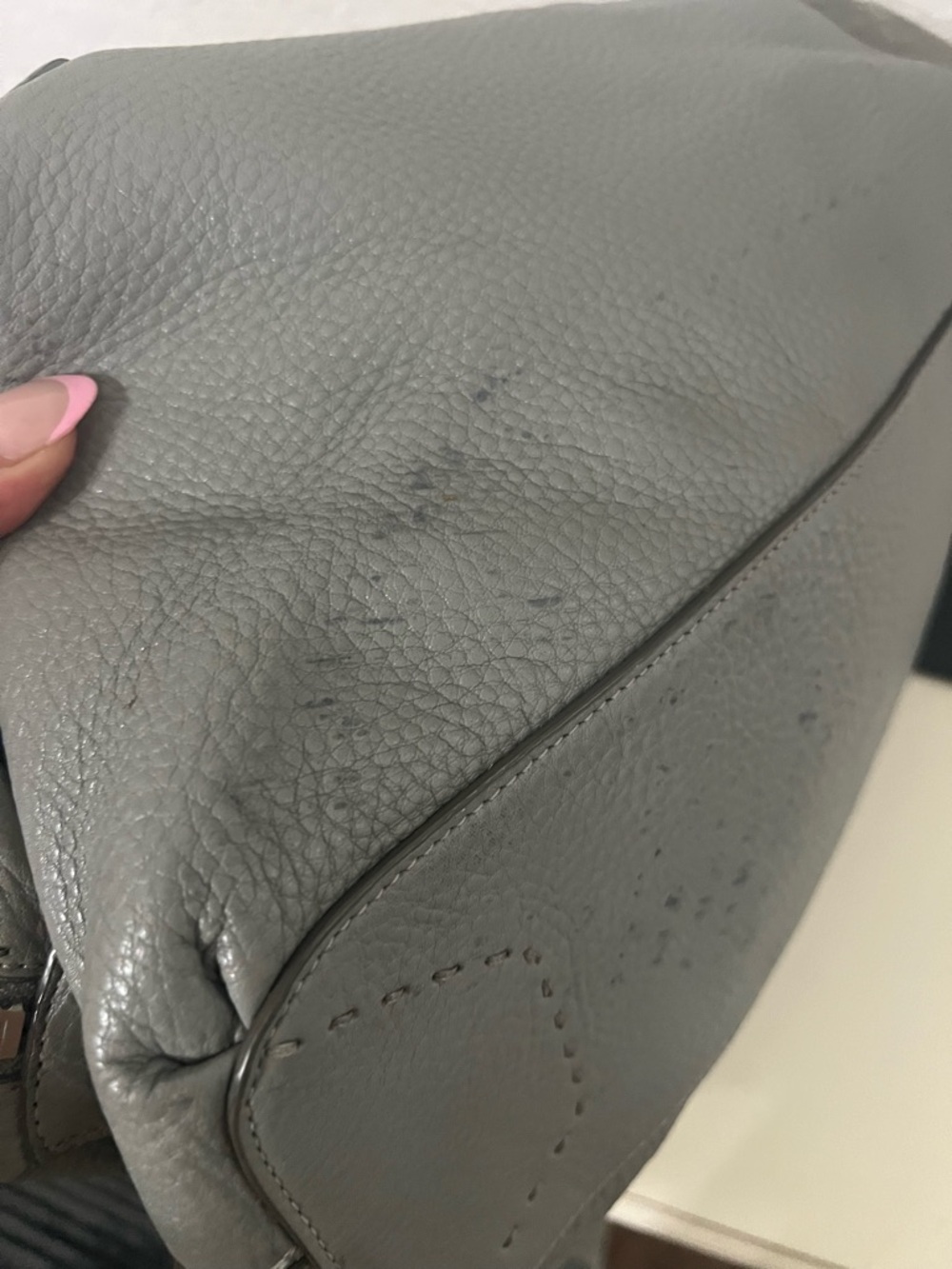 Coach Pebbled Leather Satchel in Light Gray - Picture 5 of 8